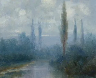 F. J. Dyck- Krajina u řeky v mlžném oparu - 3