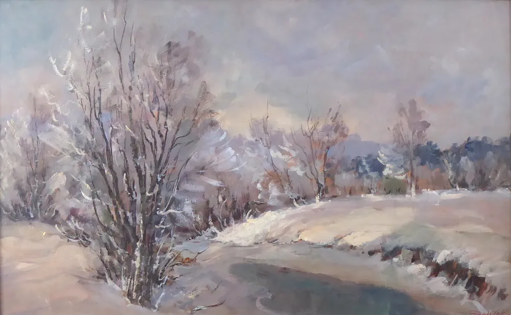 Karel Balíček- Zimní krajina s červánky - 2