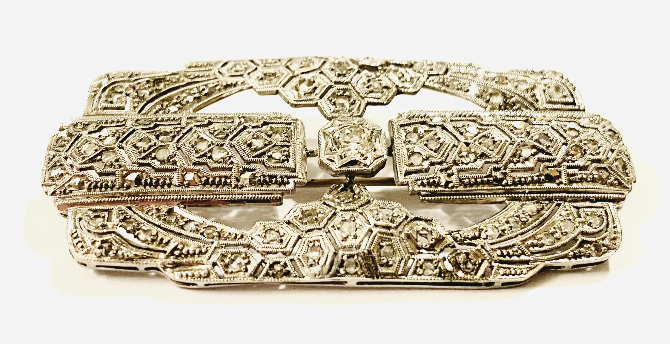Platinová art-deco brož s diamanty - 2