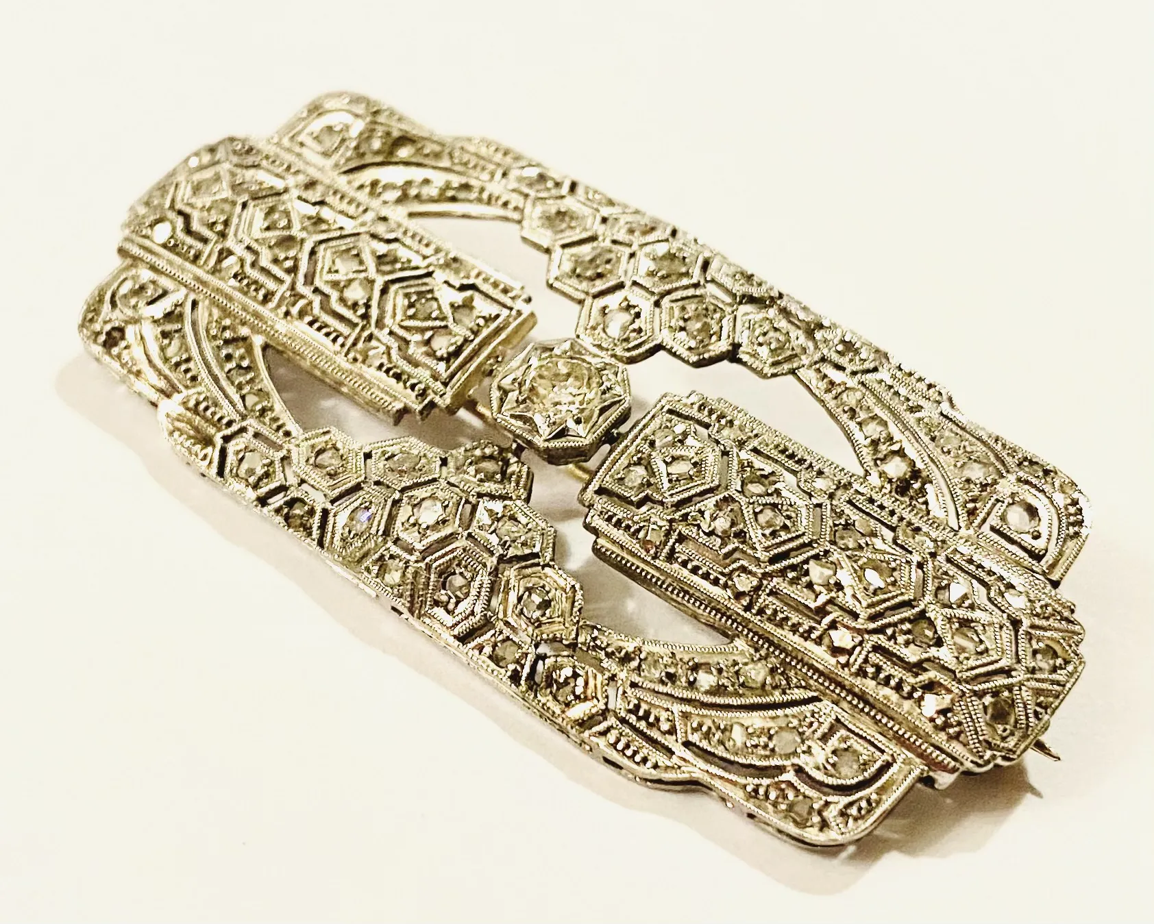 Platinová art-deco brož s diamanty - 3