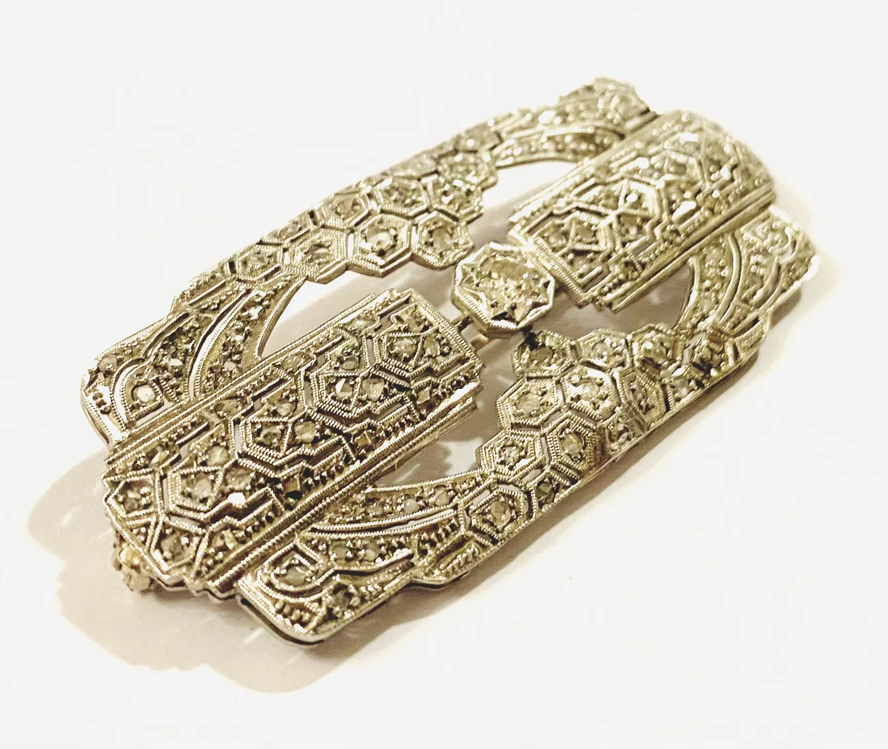 Platinová art-deco brož s diamanty - 4