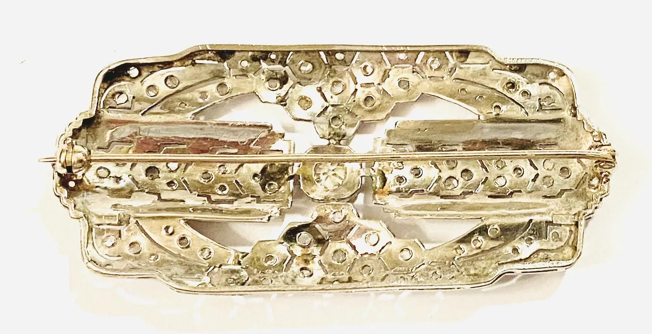 Platinová art-deco brož s diamanty - 5
