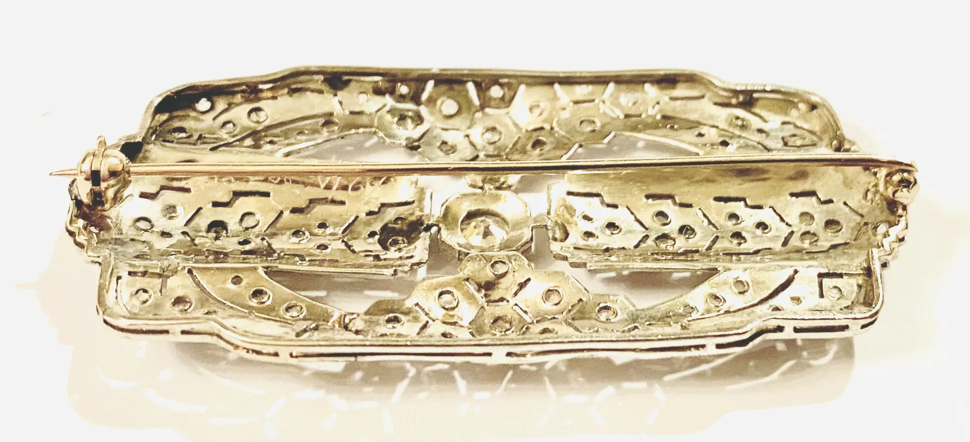 Platinová art-deco brož s diamanty - 6