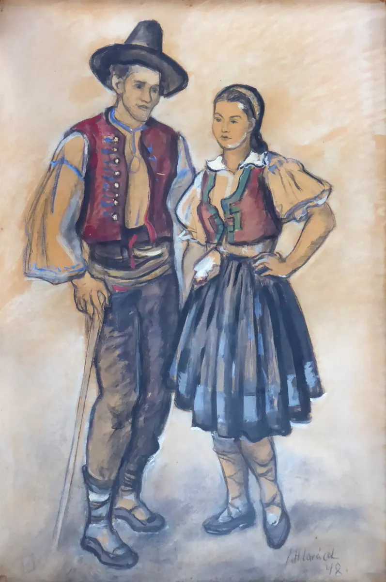 Hlaváček Josef – Mladý pár v kroji - 2