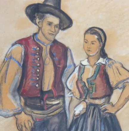 Hlaváček Josef – Mladý pár v kroji - 3