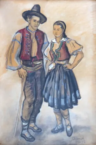 Hlaváček Josef – Mladý pár v kroji - 4