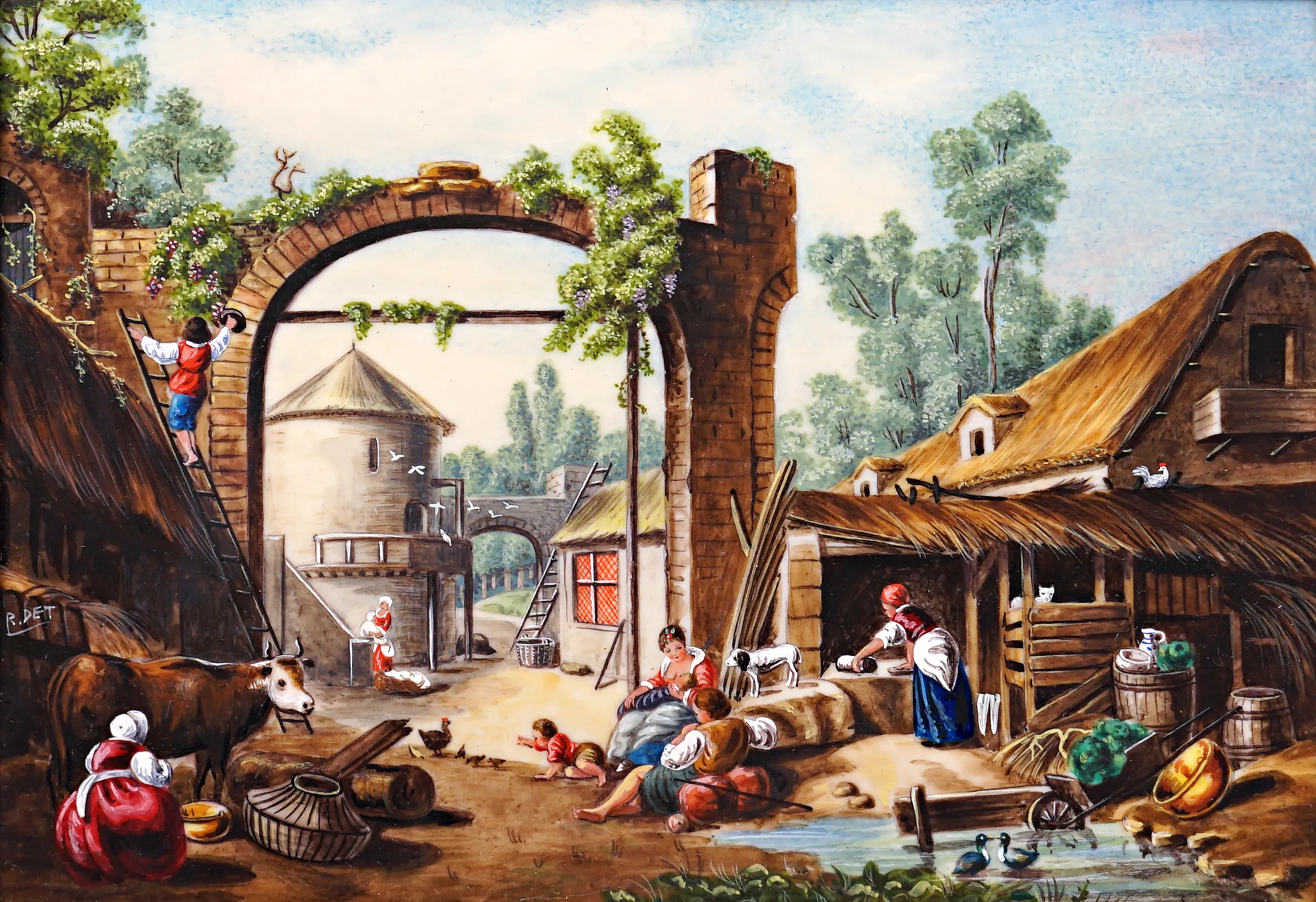Práce ve dvoře – miniatura : R. Det - 2