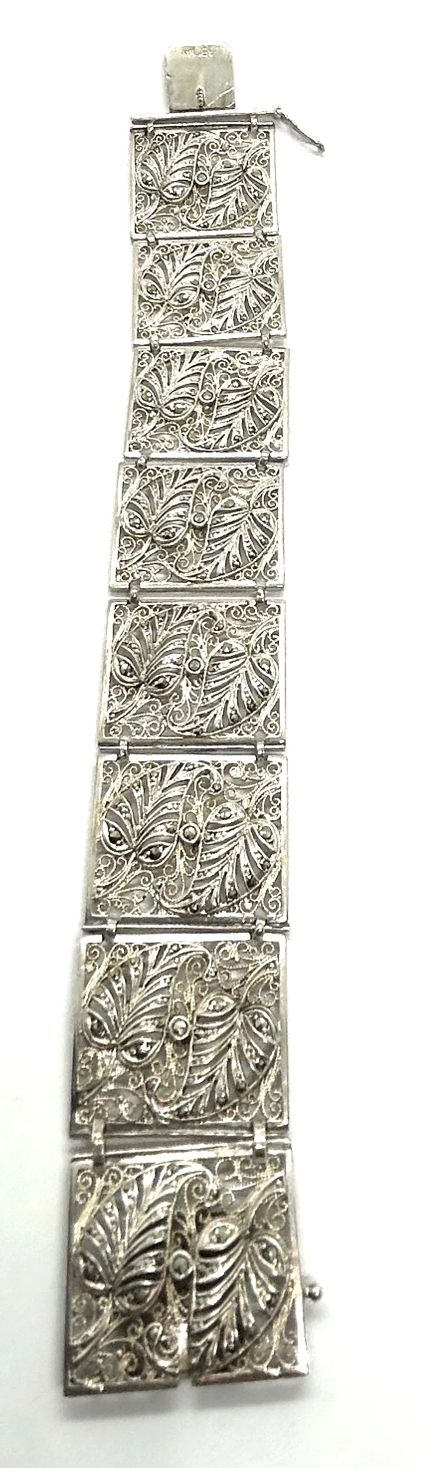 Art deco stříbrný náramek s markazity - 7