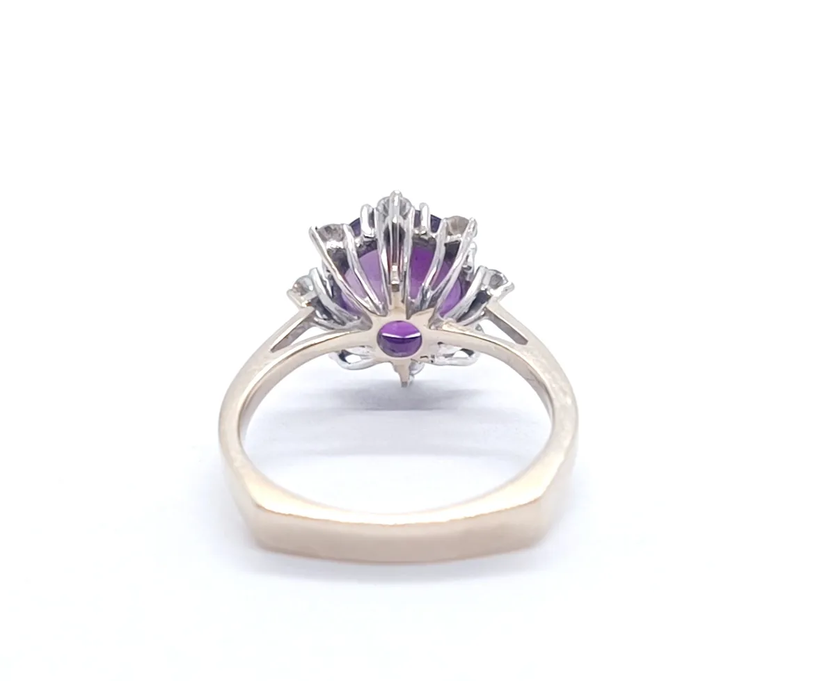 Zlatý prsten s ametystem a diamanty - 12