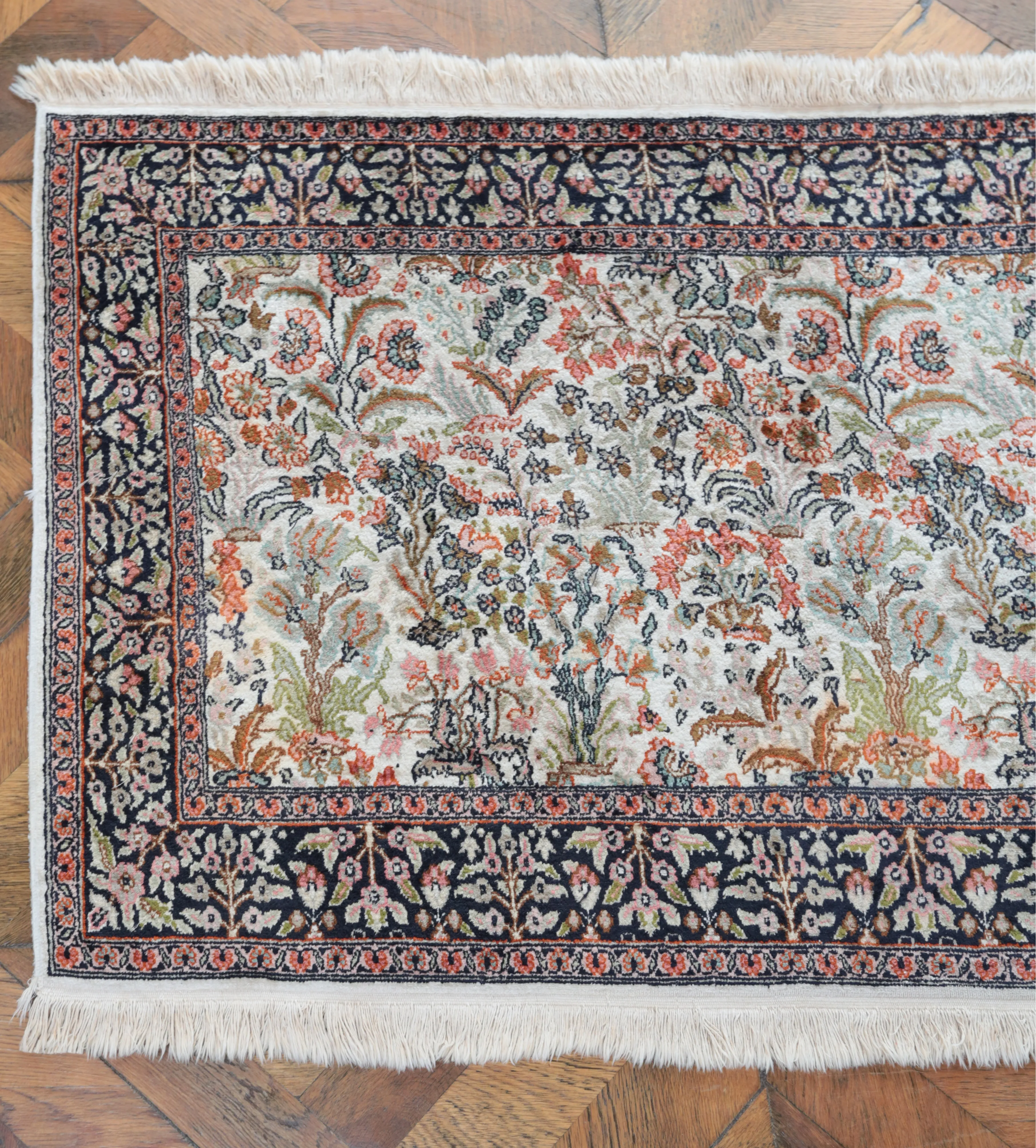Hedvábný běhoun rajská zahrada 240 cm x 90 cm, certifikát - 3