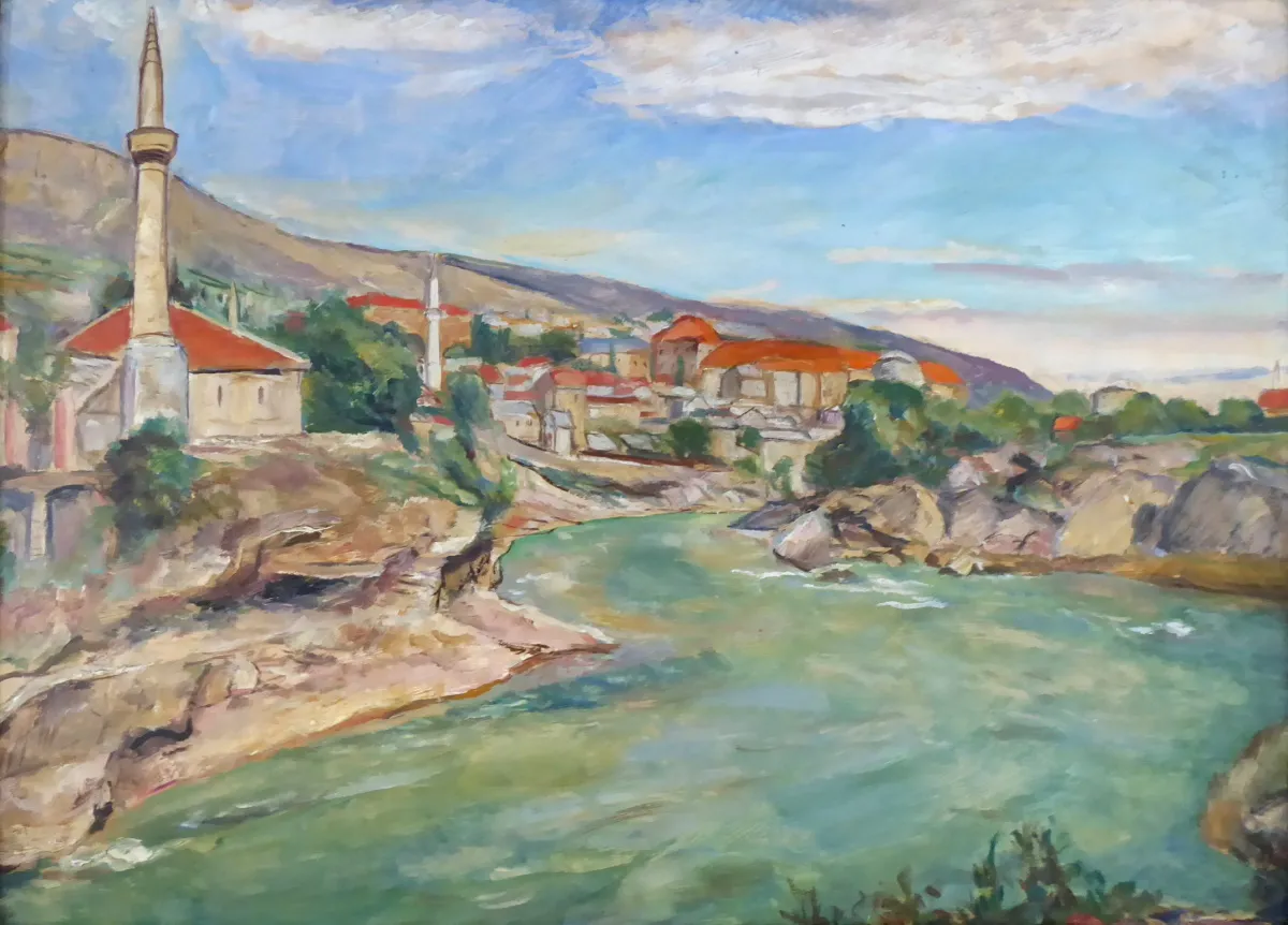 Richard Uherek – Pohled na Mostar s minaretem - 2
