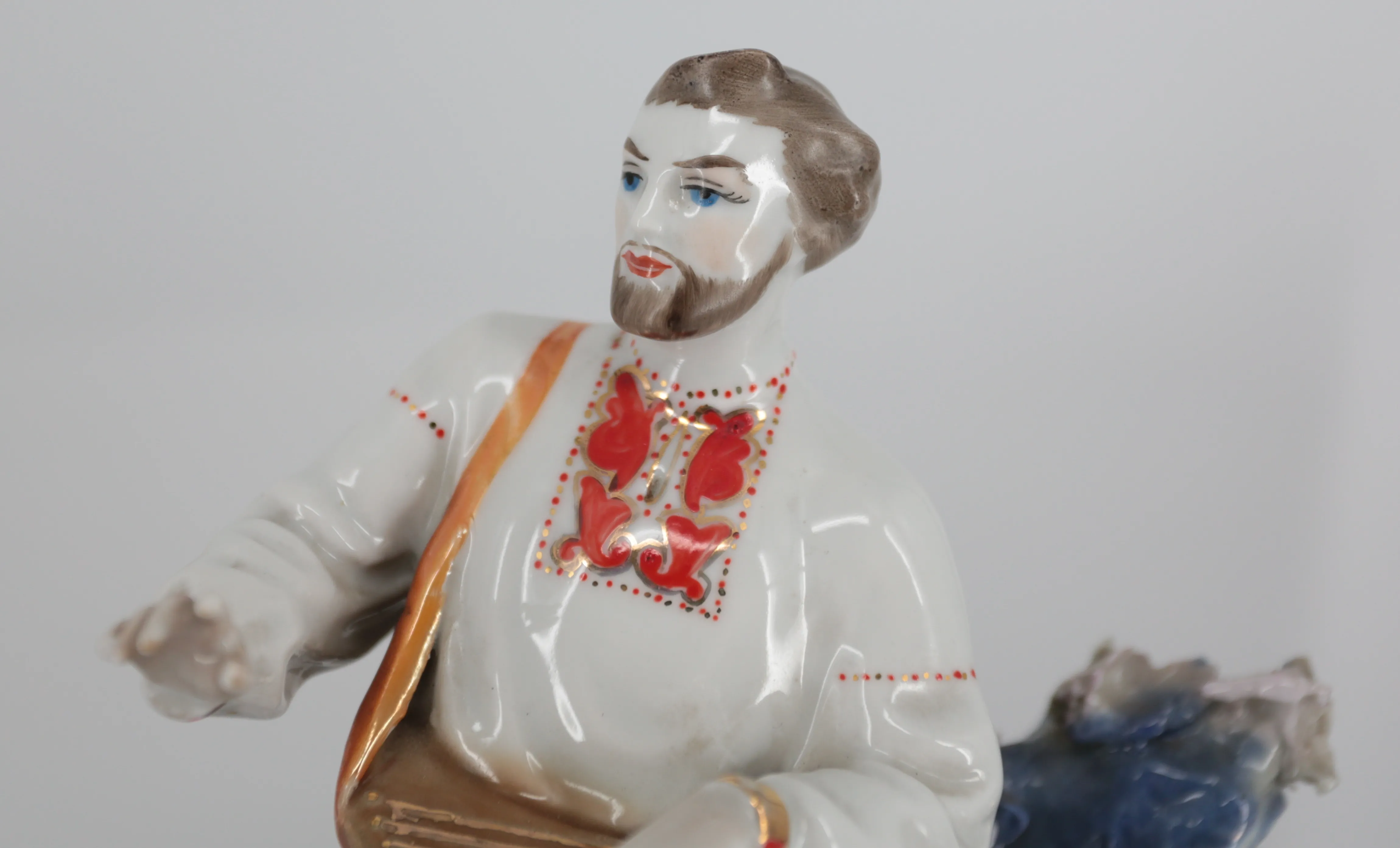 Ruská porcelánová socha hráče na citeru v 32 cm - 5