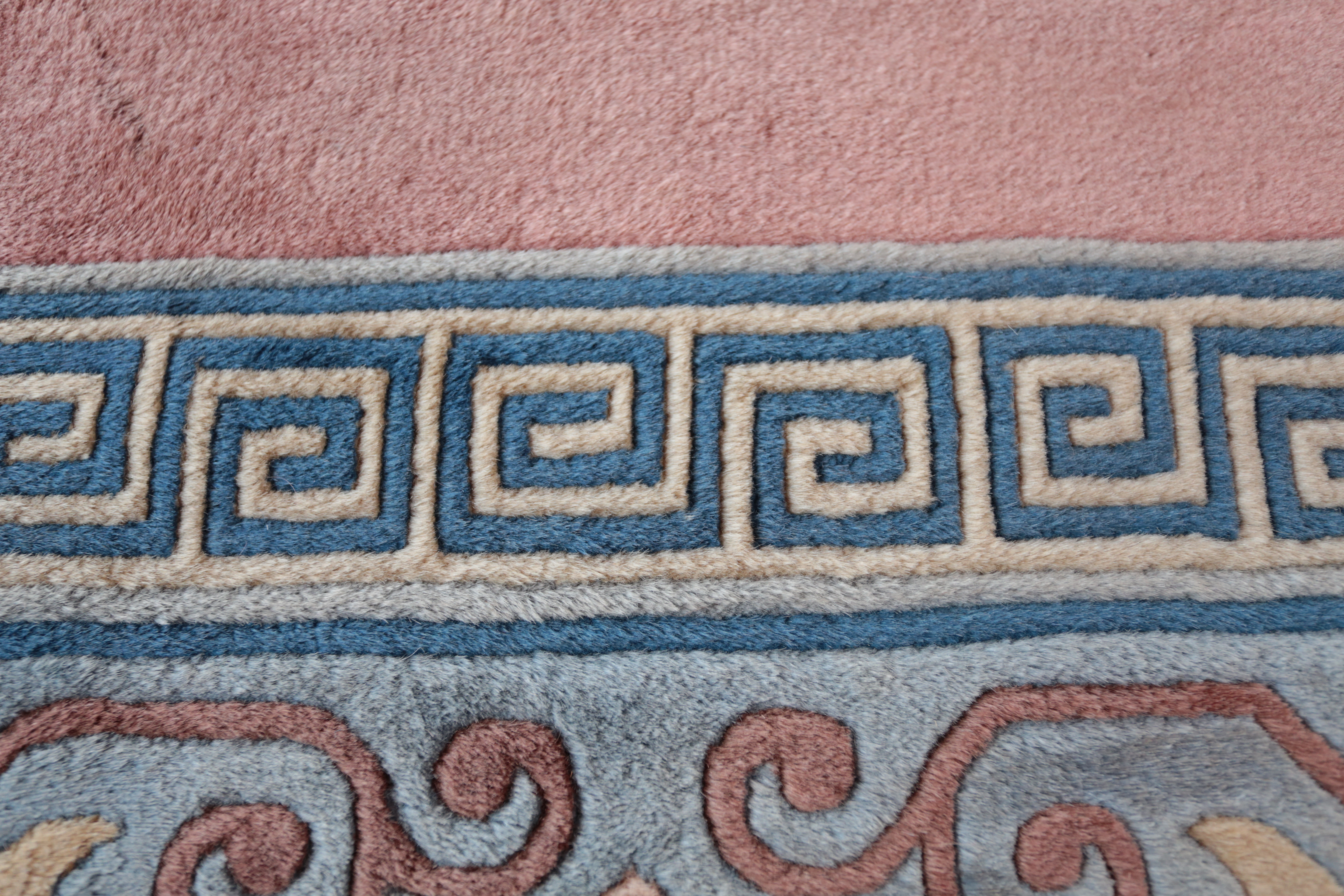 Čínský růžový koberec vlněný 352 x 244 cm - 5