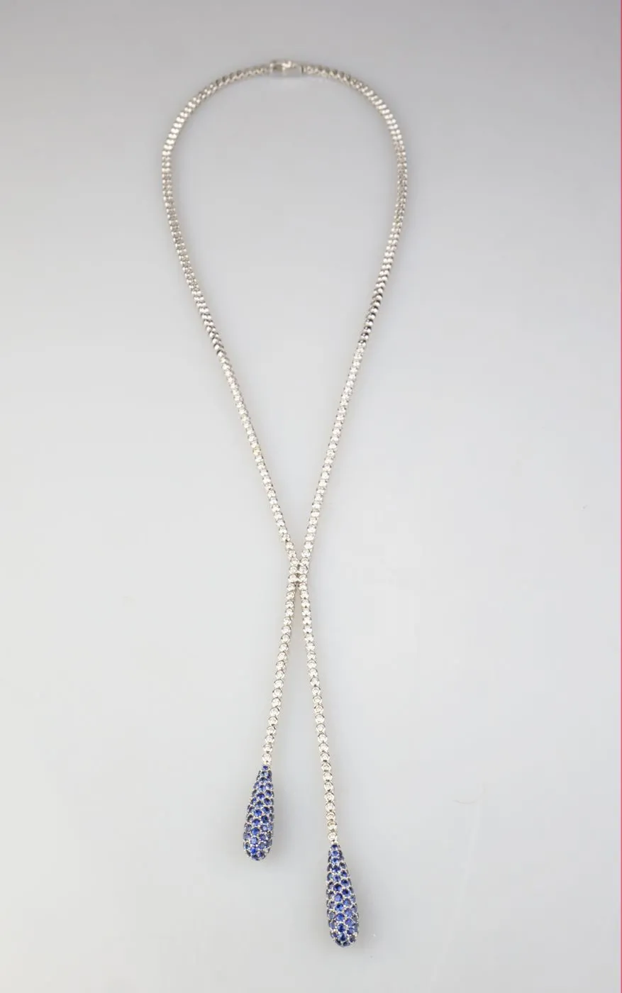Zlatý náhrdelník se safíry a diamanty - 3