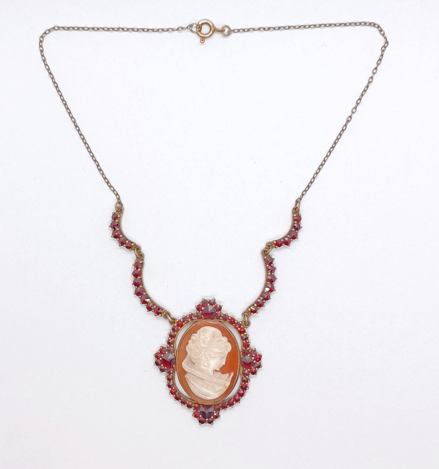Granátový náhrdelník s kamejí - 4