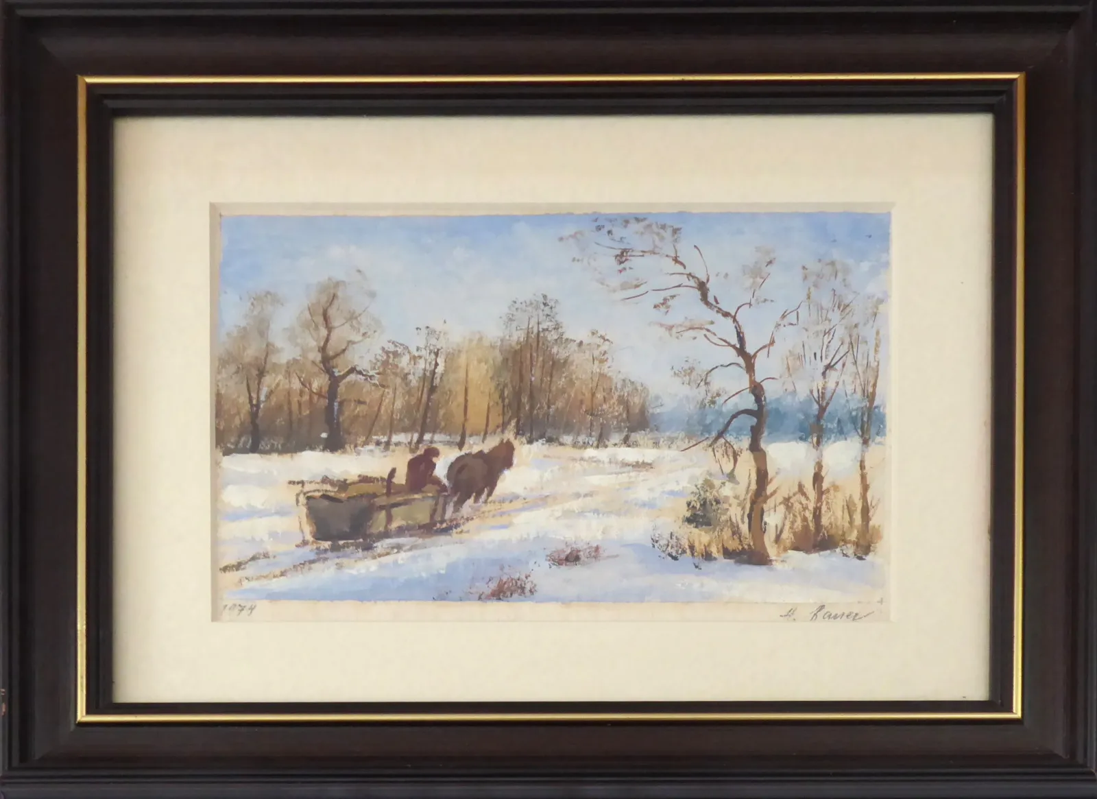 Hubert Bauer (nar. 1905) – Zimní krajina s povozem