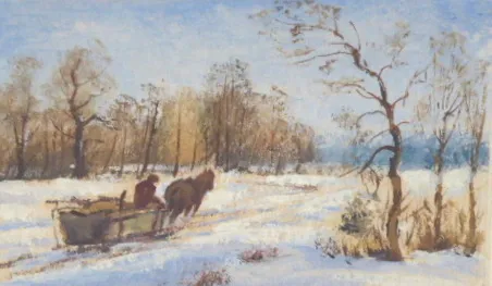 Hubert Bauer (nar. 1905) – Zimní krajina s povozem - 3