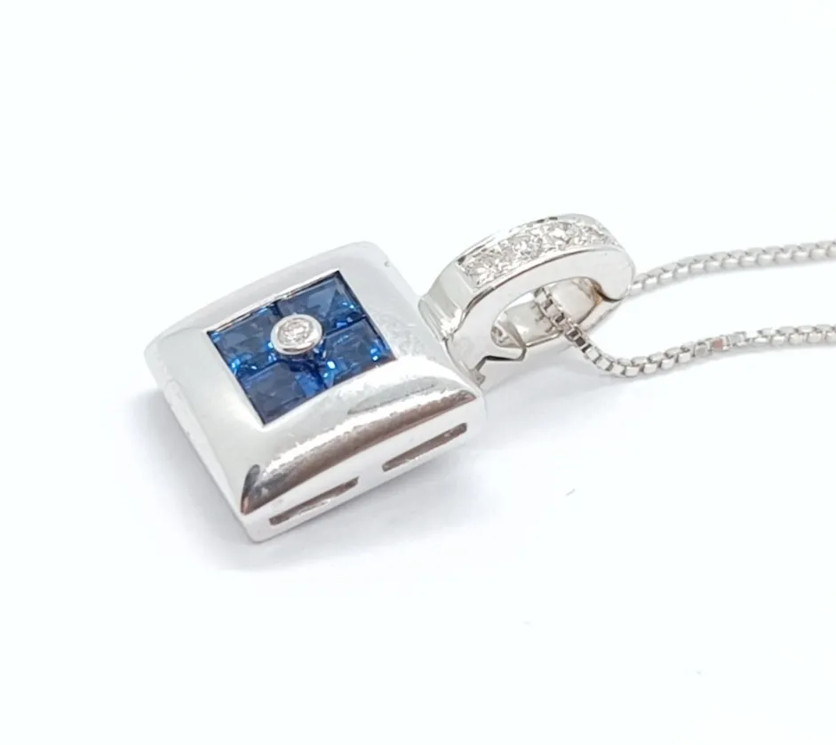 Zlatý přívěsek se safíry a diamanty - 4