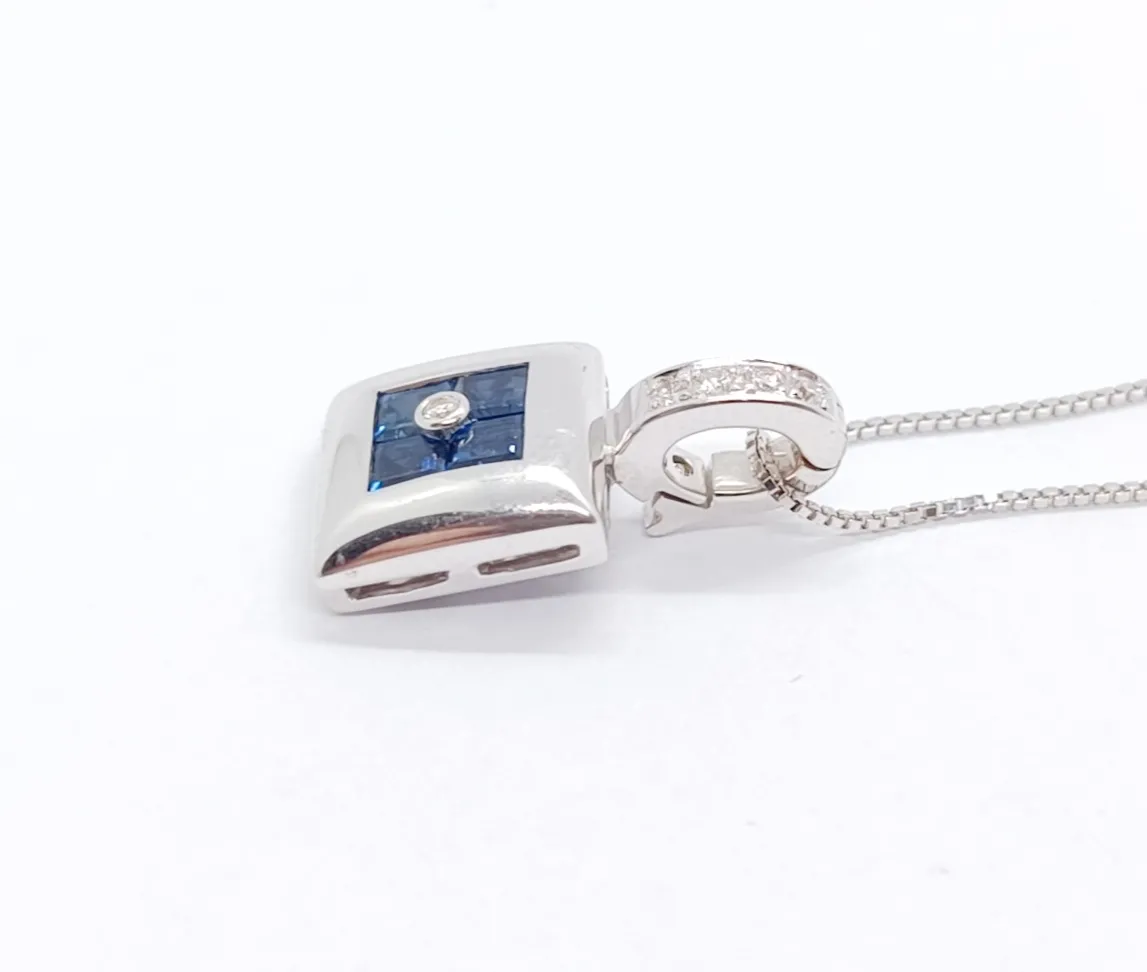 Zlatý přívěsek se safíry a diamanty - 5