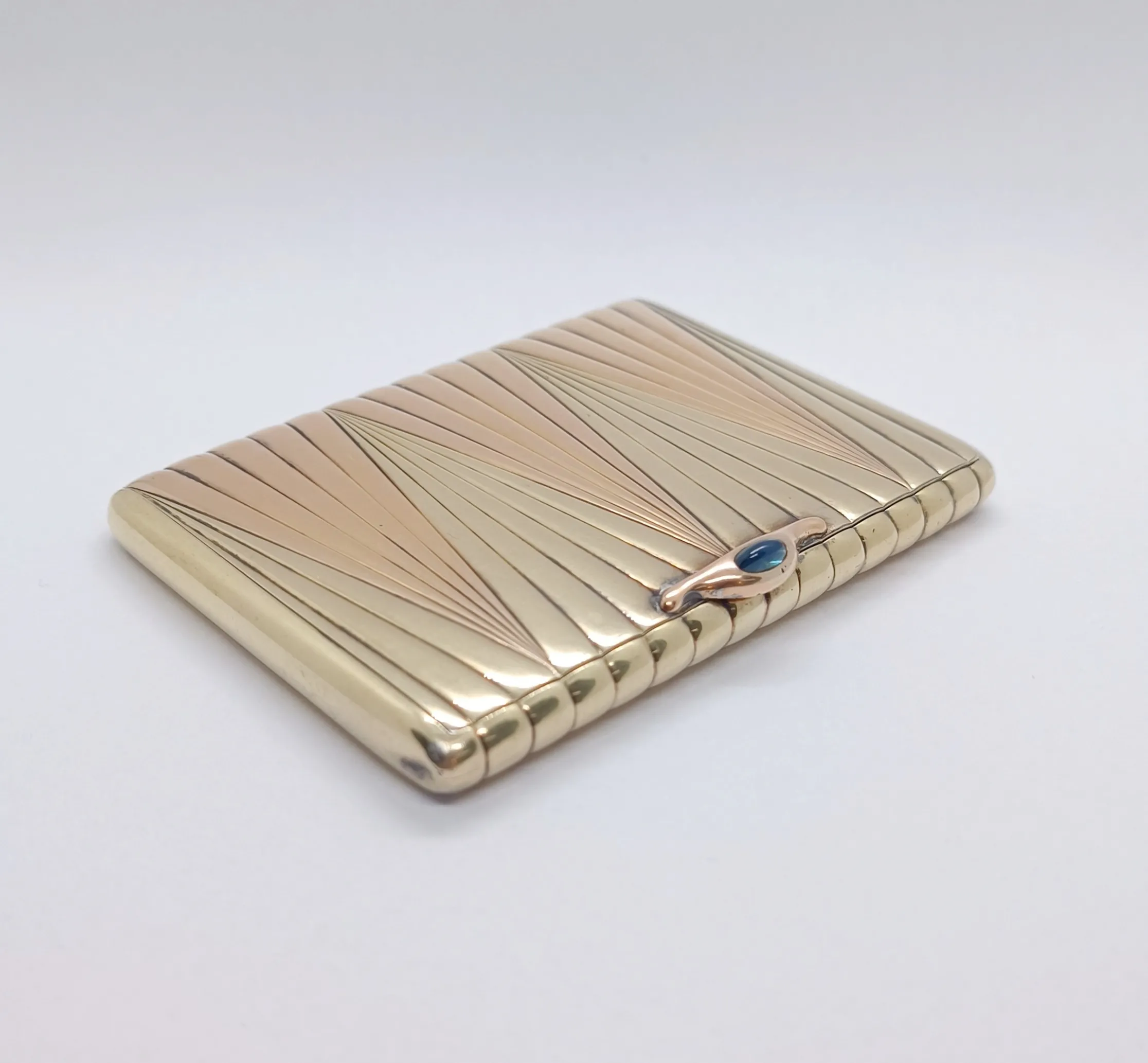 Art deco stříbrná tabatěrka se safírem - 2