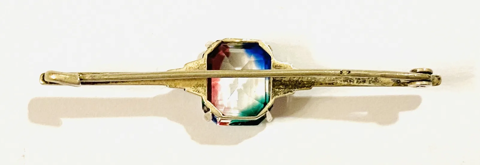 Stříbrná art-deco brož s duhovým kamenem a markazity - 4