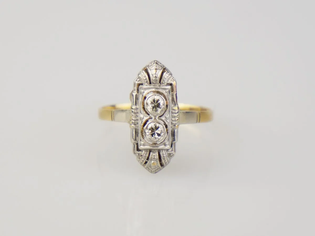 Zlatý art deco prsten s diamanty - 2