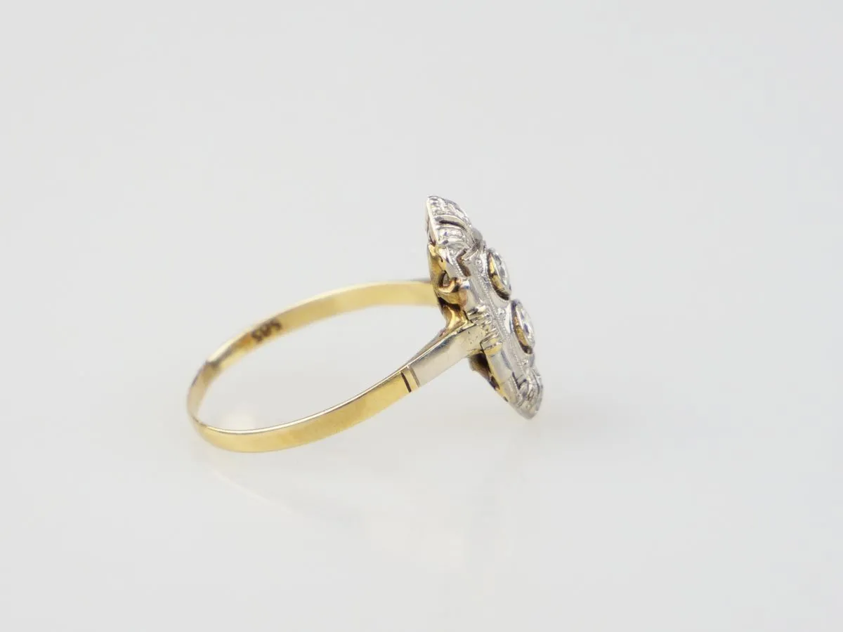 Zlatý art deco prsten s diamanty - 3