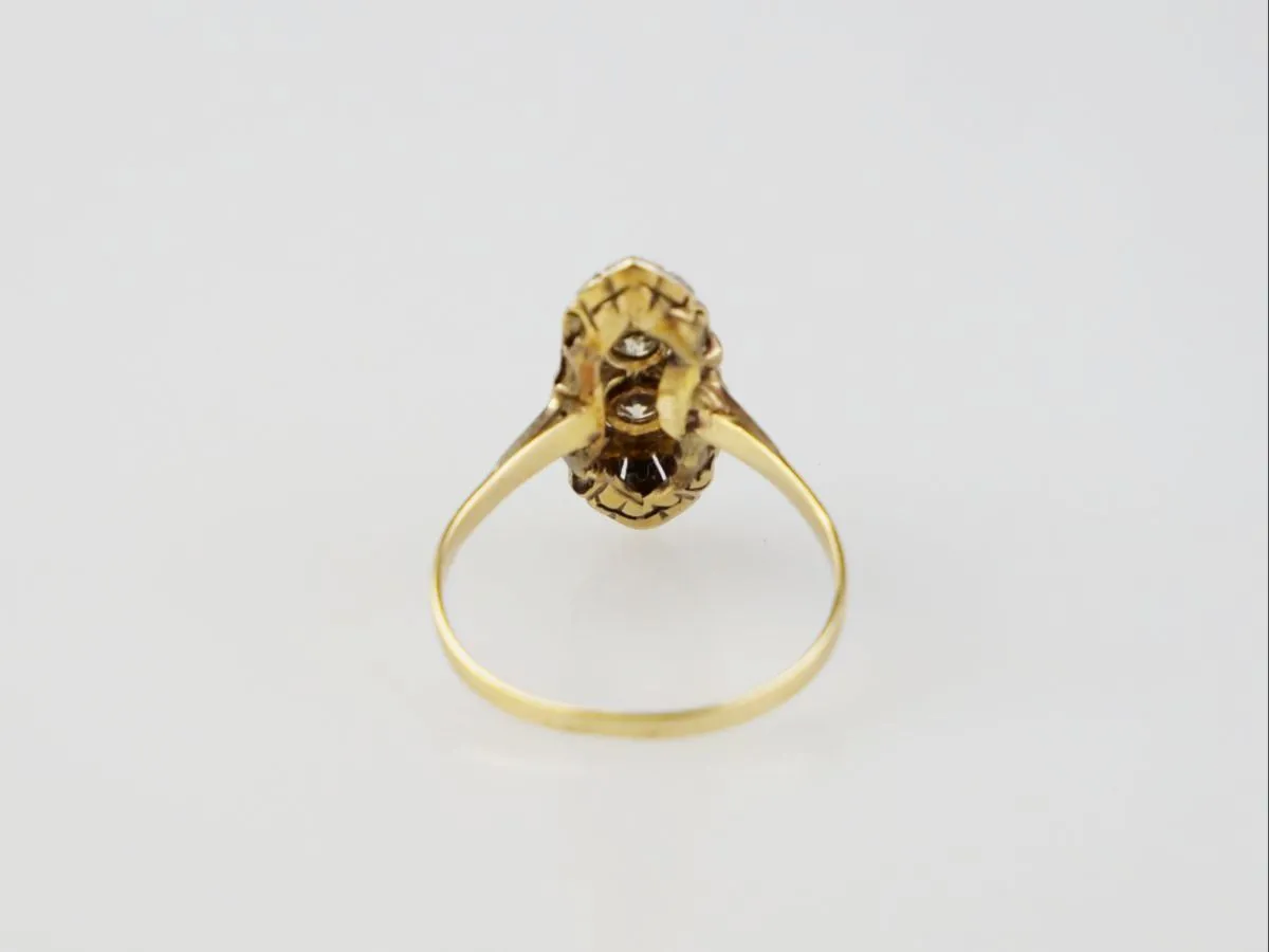 Zlatý art deco prsten s diamanty - 6