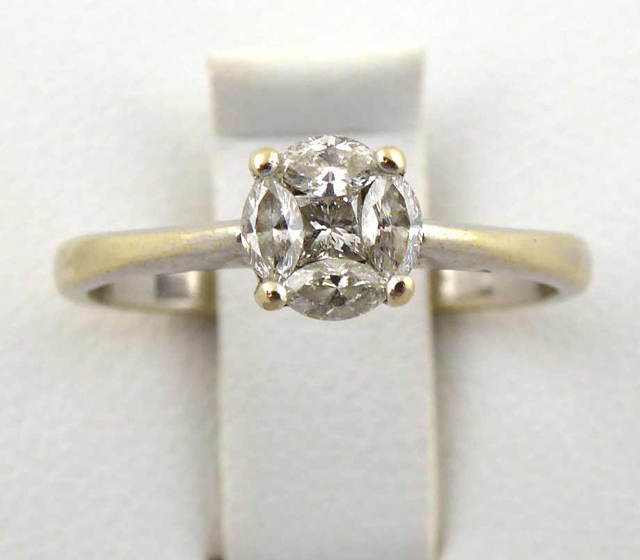 Prsten s pěti diamanty Princes a Naveta - 2
