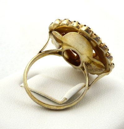 Zlacený stříbrný prsten s granáty a almandinem – Granát, Turnov - 3