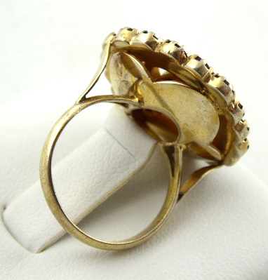 Zlacený stříbrný prsten s granáty a almandinem – Granát, Turnov - 5