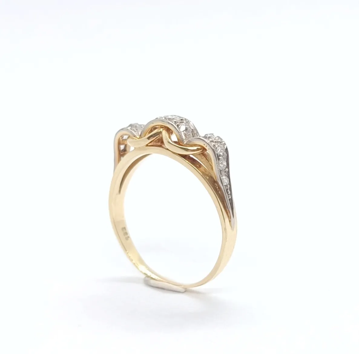 Zlatý art deco prsten s diamanty - 4