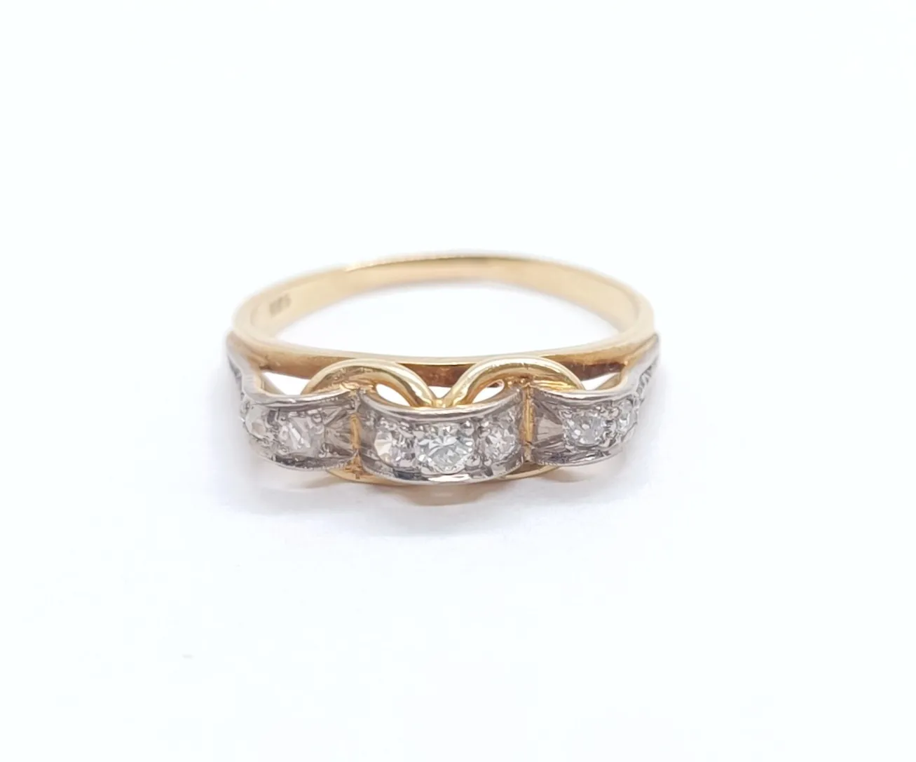Zlatý art deco prsten s diamanty - 5
