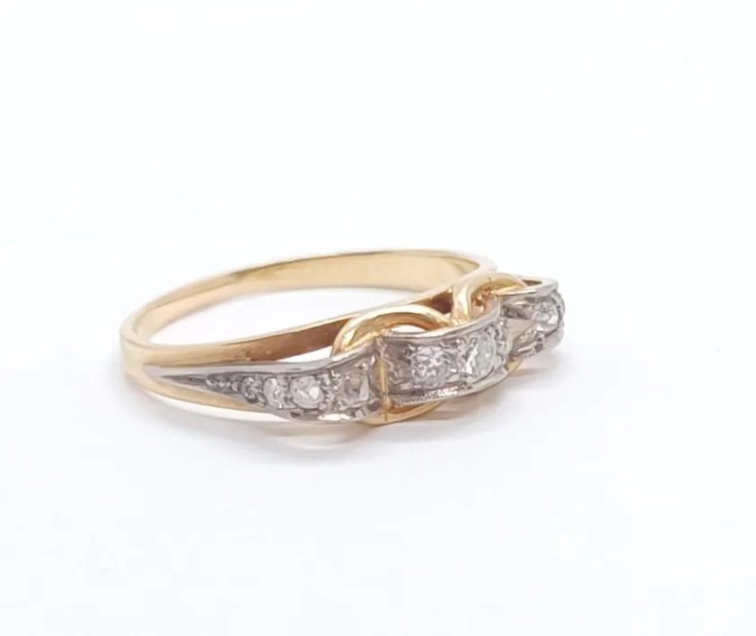 Zlatý art deco prsten s diamanty - 6