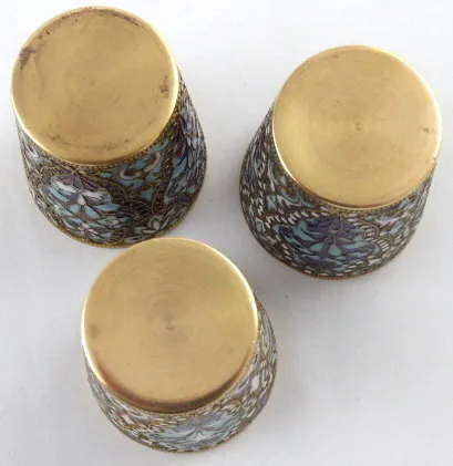 Tři pohárky s barevnými emaily – technika Cloisonné - 5