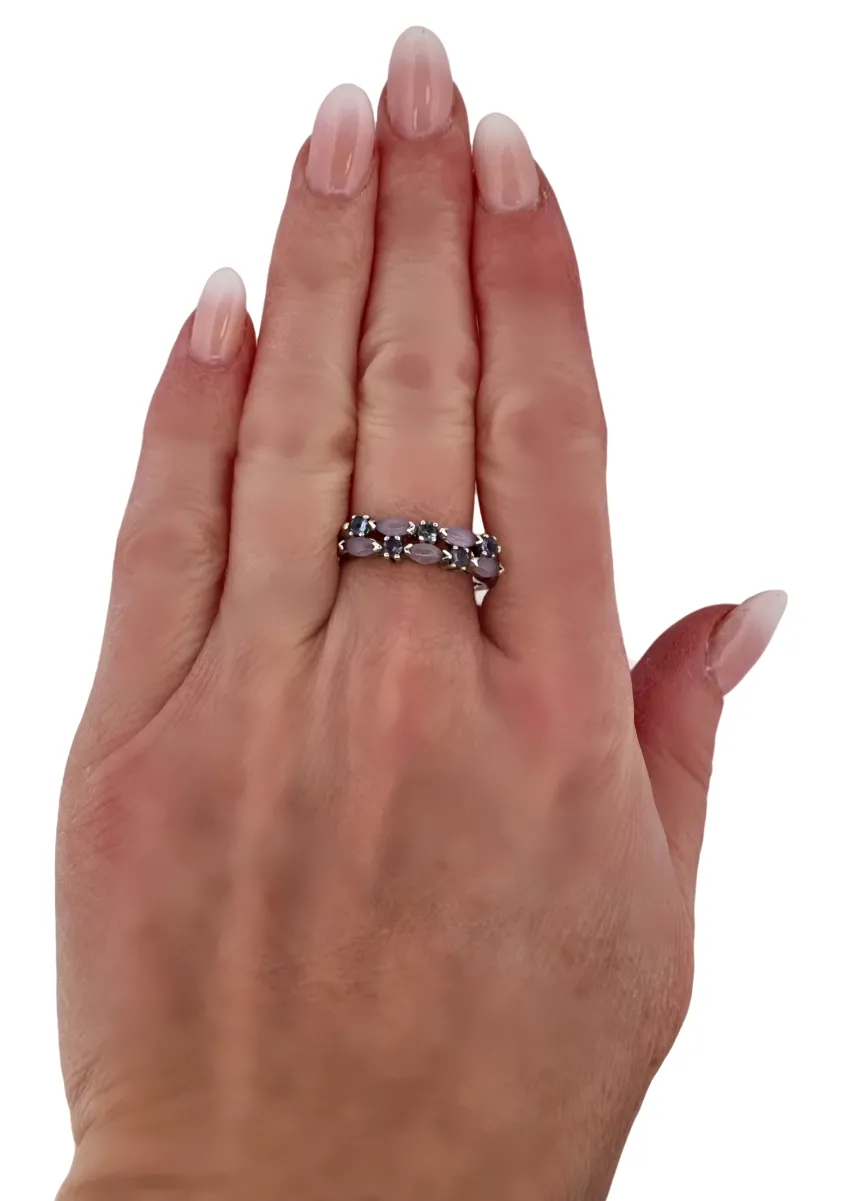STŘÍBRNÝ PRSTEN S TANZANITEM A LEVANDULOVÝM JADEITEM - 5