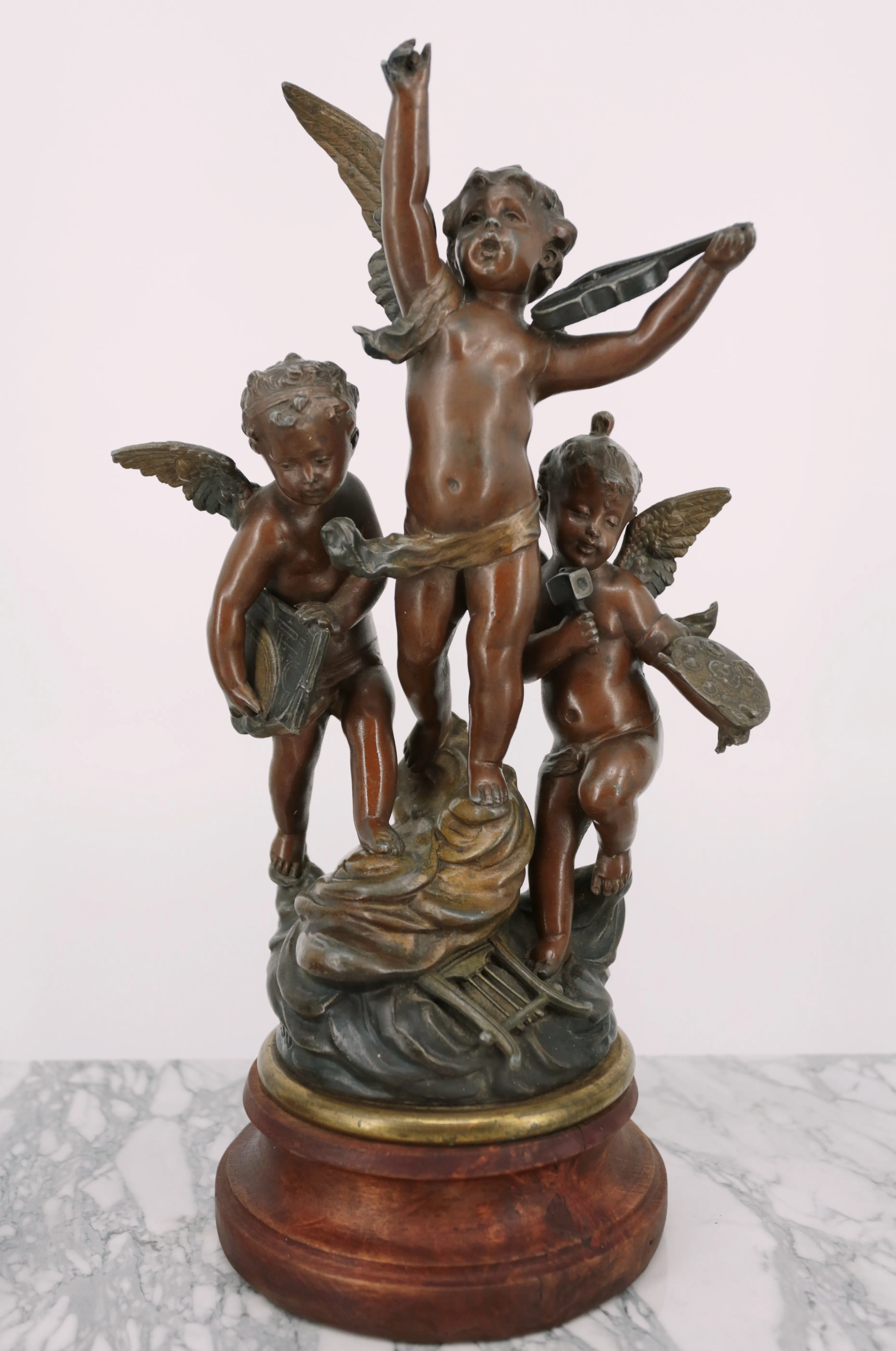 Starožitné sousoší andílků, výška 42 cm - 3