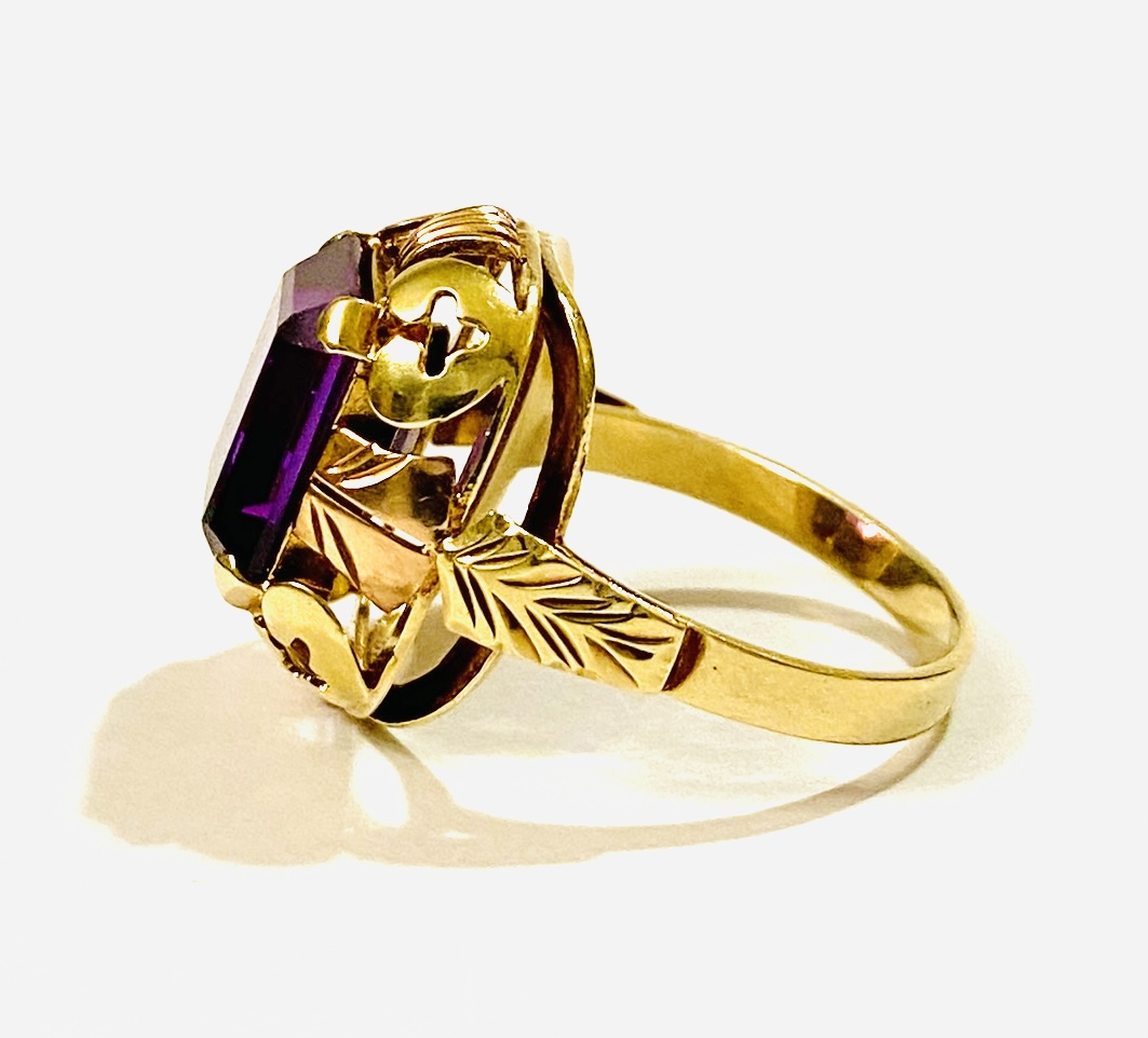Zlatý novobarokní prsten s alexandritem - 3