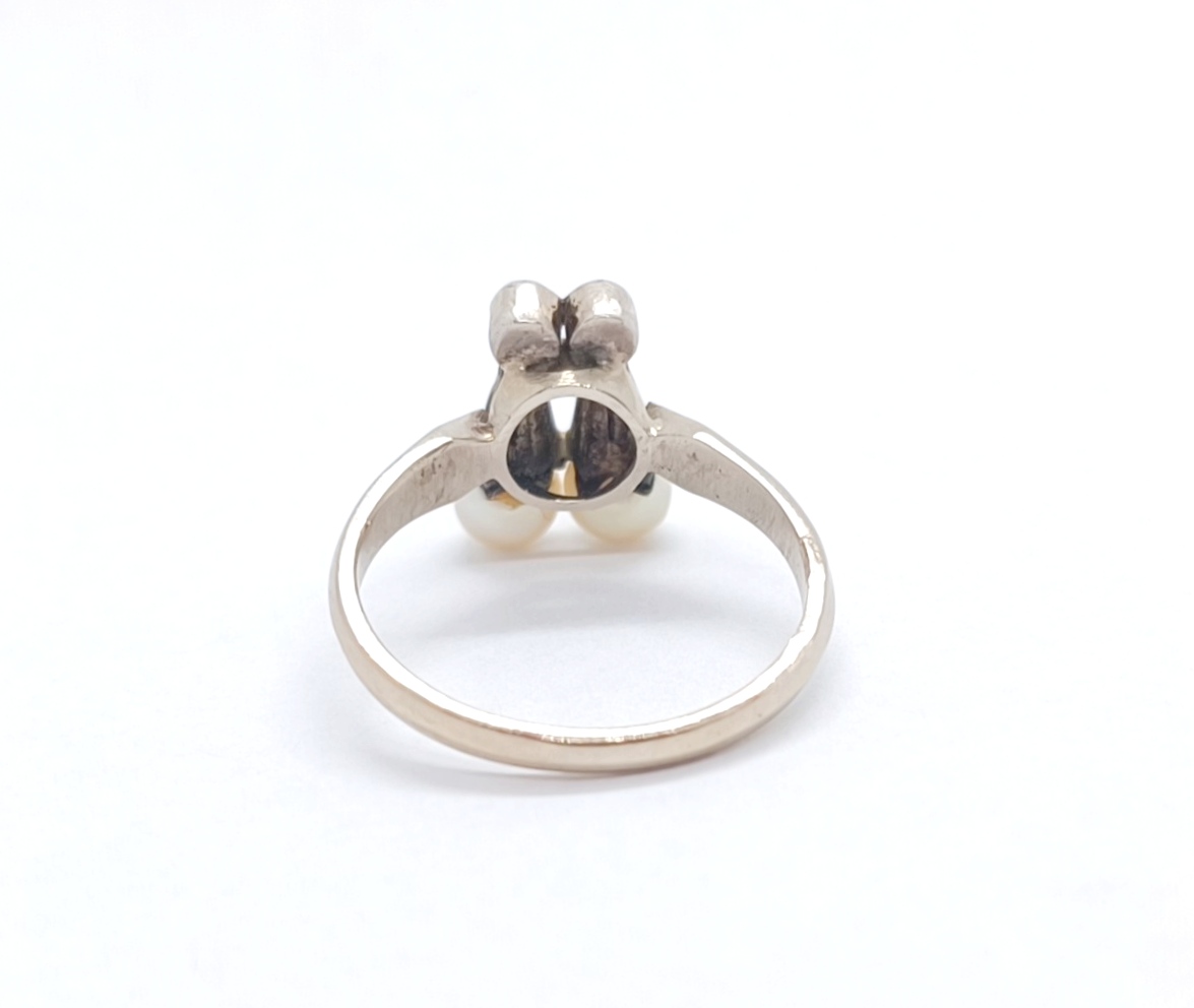 Secesní prsten s diamanty a perličkami - 6