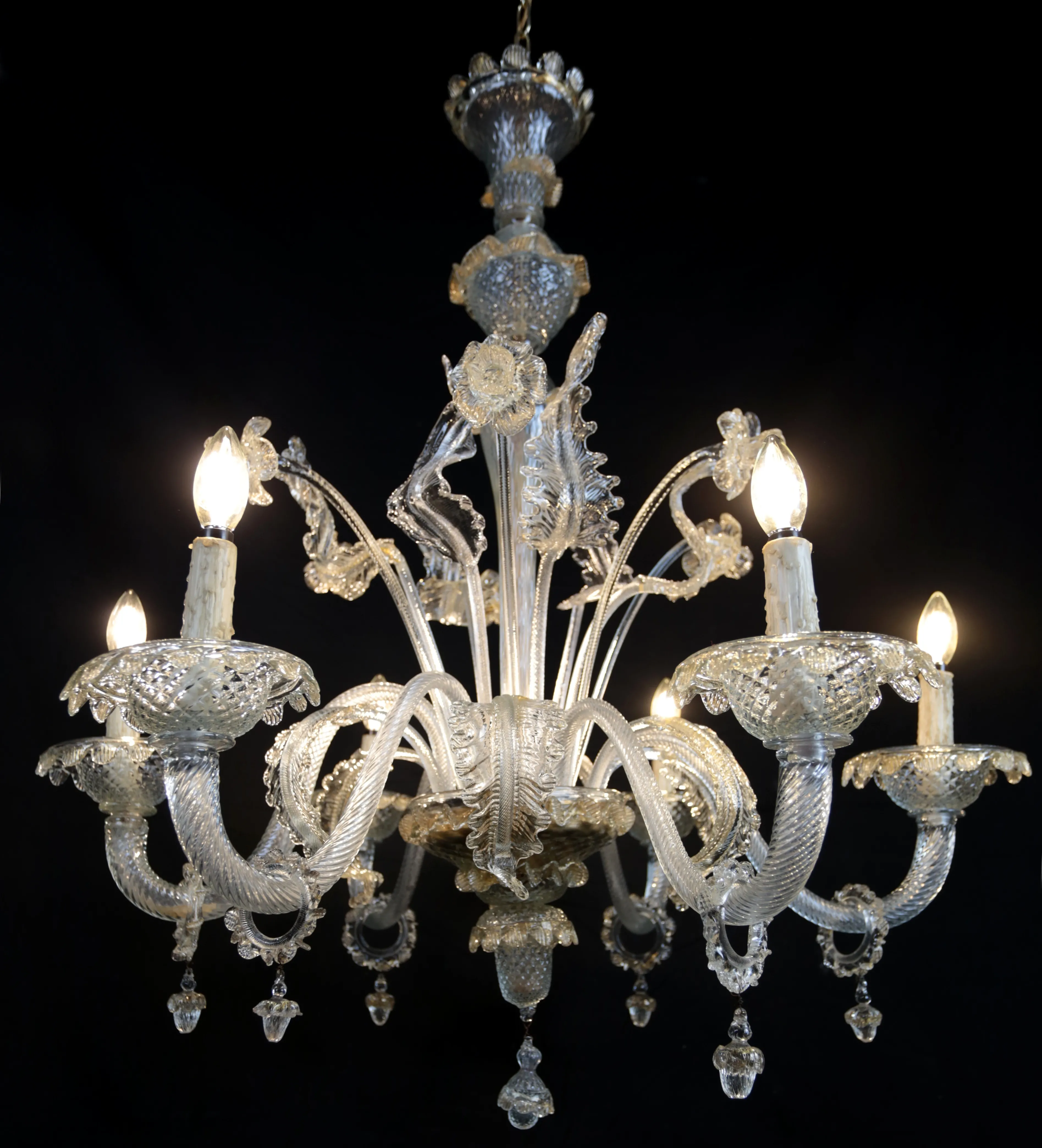 Šestiramenný benátský lustr Murano, zrestaurovaný - 9