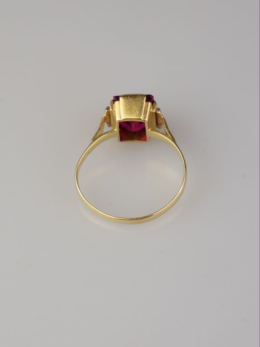 Zlatý prsten se syntetickým rubínem - 5