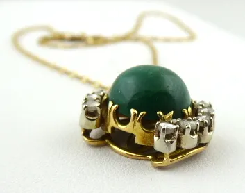 Zlatý zavěs s 10 diamanty a přírodním jadeitem - 6
