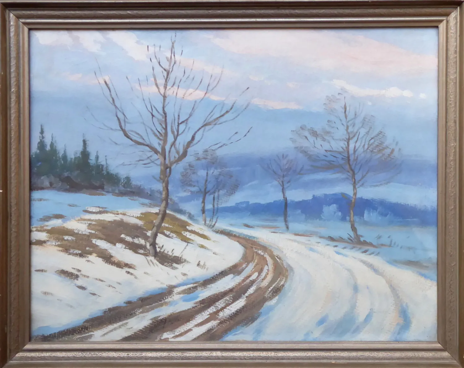 Jindřich Edel – Zimní krajina s ohybem cesty