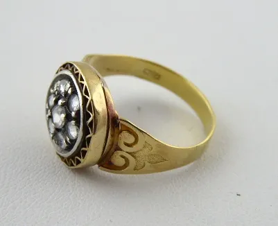 Zlatý prsten a náušnice s diamanty a stříbrem - 5