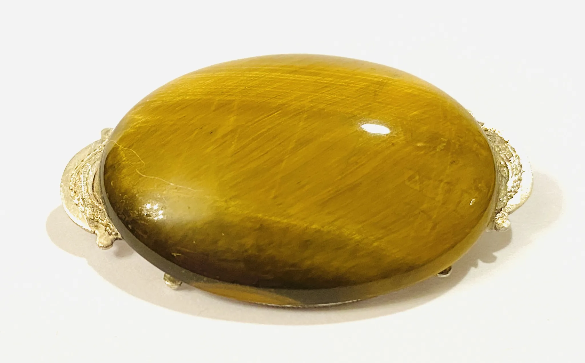 Stříbrná art-deco brož s tygřím okem - 3