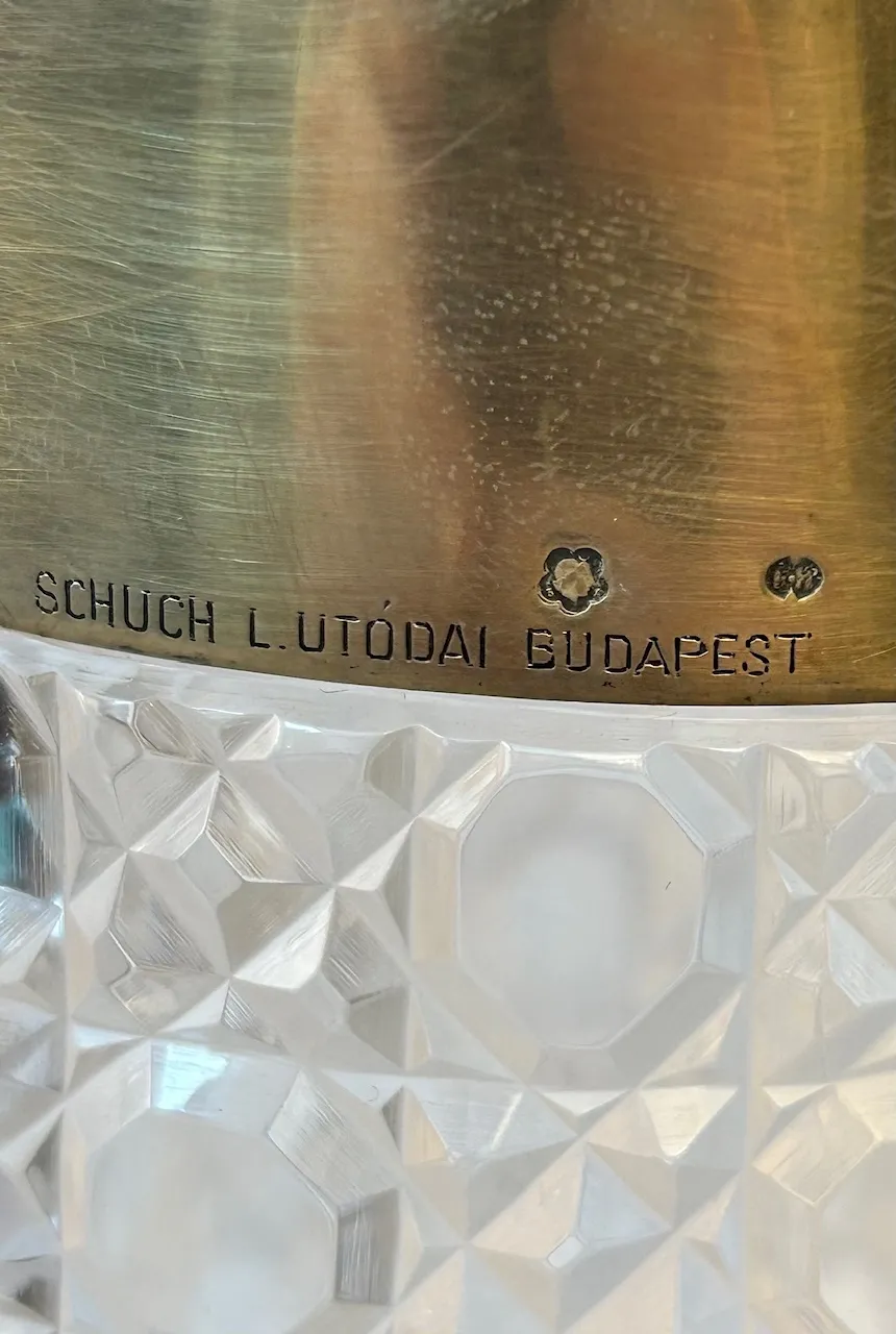Křišťálová konvice s chladící nádobou se stříbrnou montáží zn. Diana - 10