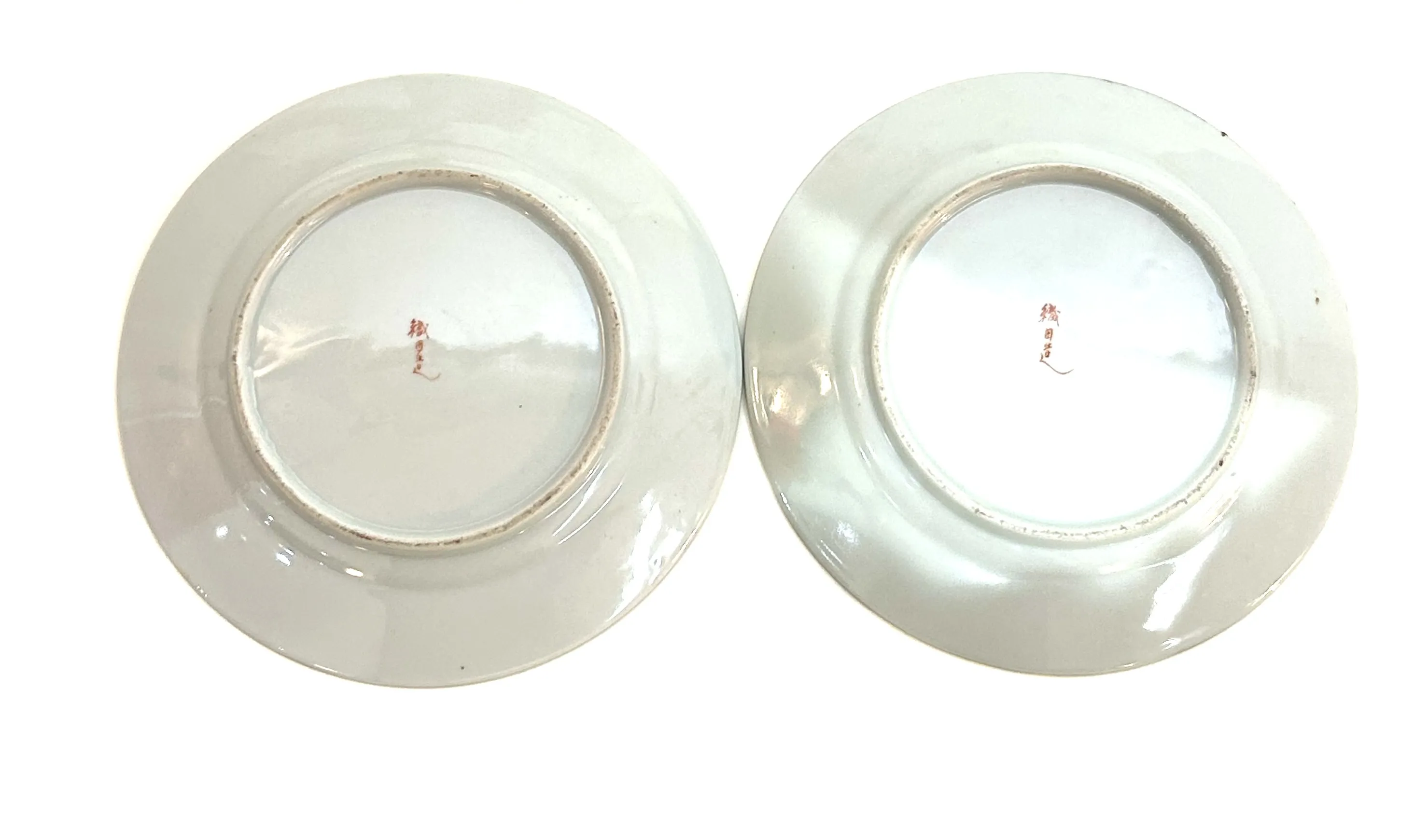 Dva japonské ručně malované porcelánové zlacené talířky - 10