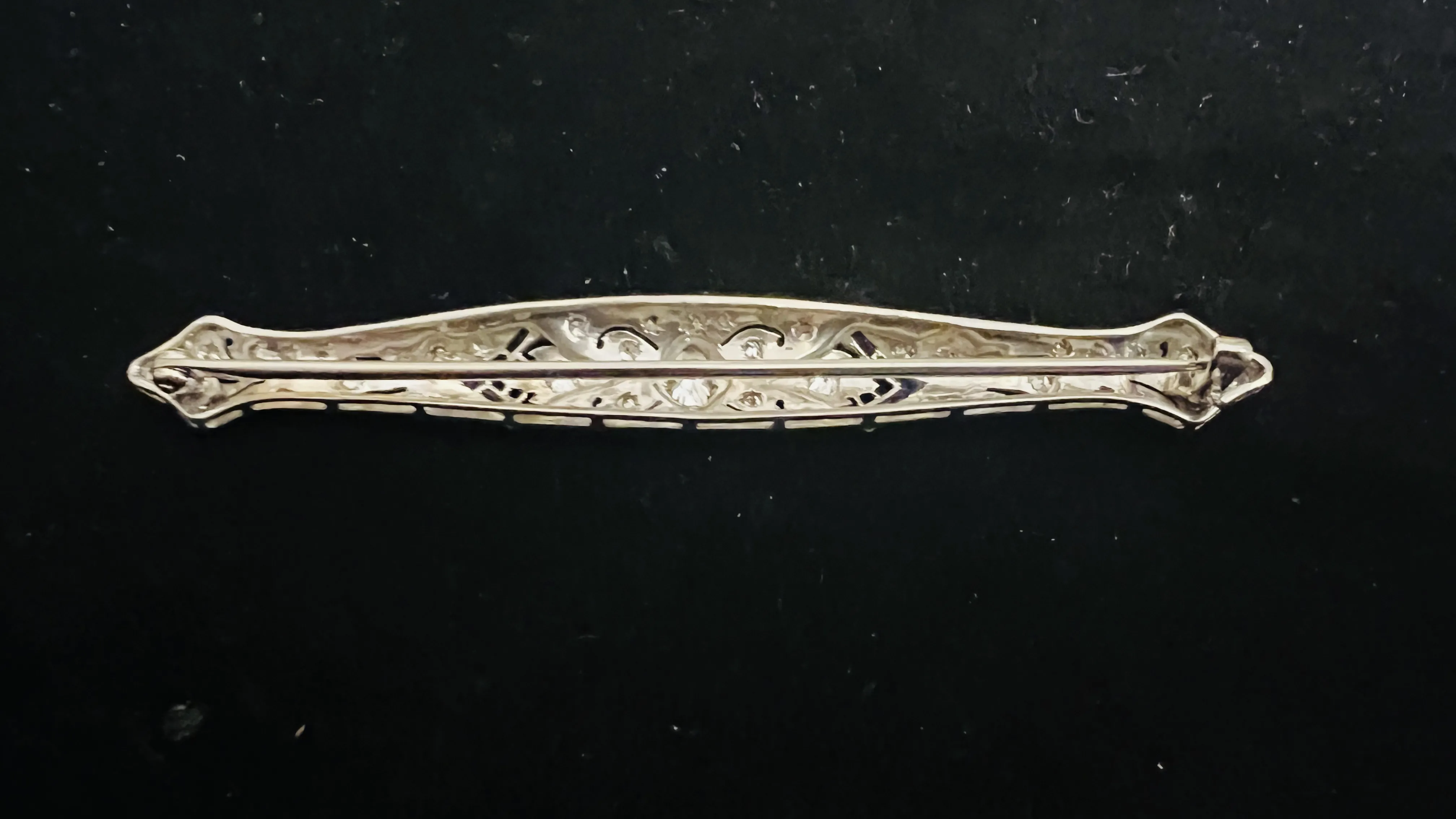 Zlatá art deco brož s diamanty a safíry - 3