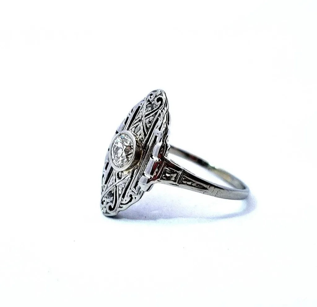 Zlatý prsten s diamanty, Art-Deco, vel. 53 - 4