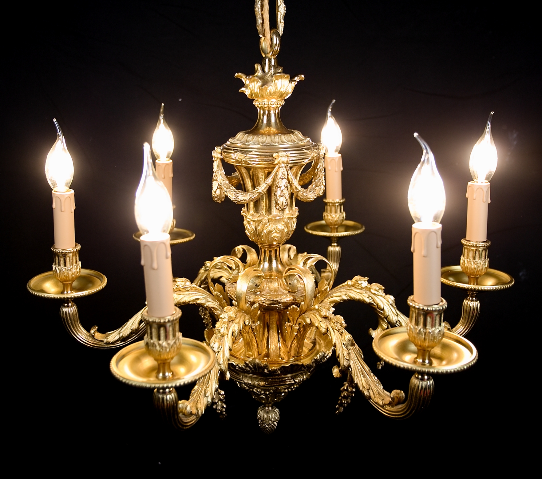 Starožitný lustr zlacený bronz Mazarin